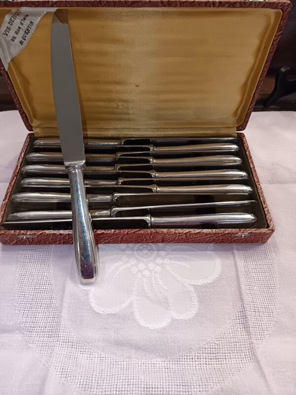 12 grands couteaux de table Ercuis en métal argenté