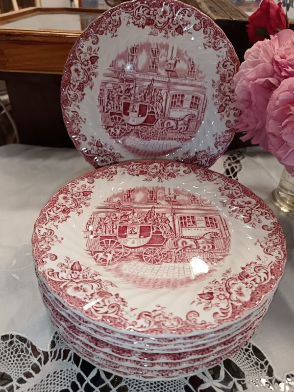12 Assiettes à dessert Coaching Scenes Johnson Bros