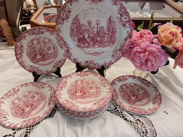 12 Assiettes à dessert Coaching Scenes Johnson Bros