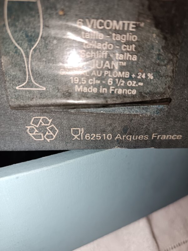 6 Verres à vin blanc en cristal JG Durand modèle Vicomte coupe Juan