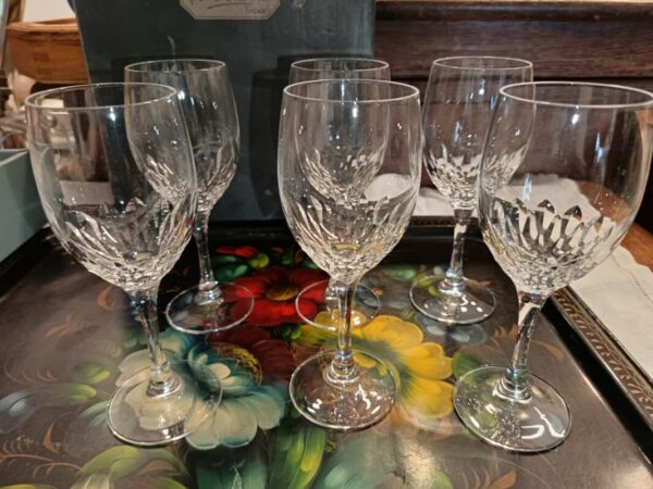 6 Verres à vin blanc en cristal JG Durand modèle Vicomte coupe Juan