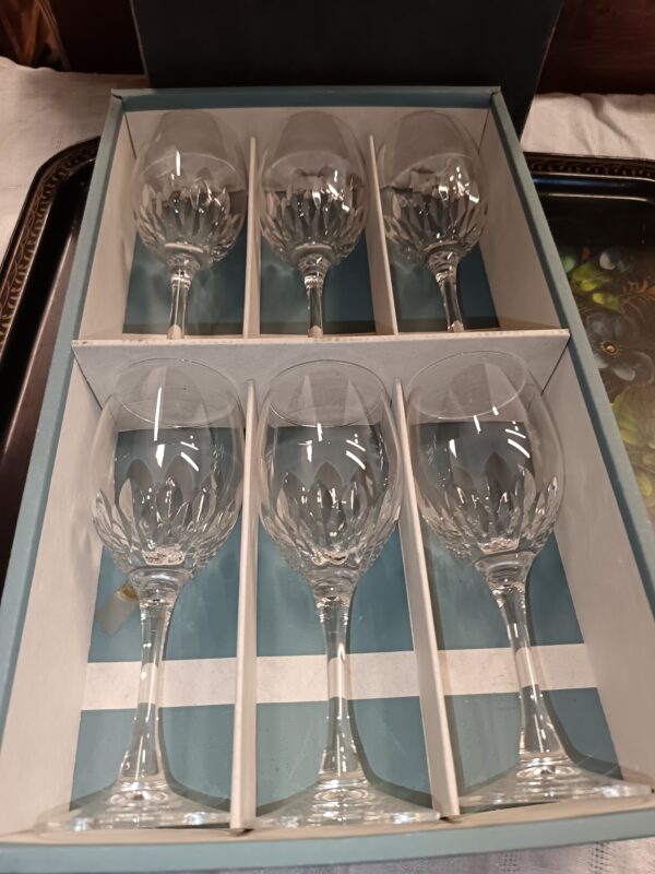 6 Verres à vin blanc en cristal JG Durand modèle Vicomte coupe Juan