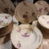 12 Assiettes plates en porcelaine de Limoges JR décor Iris