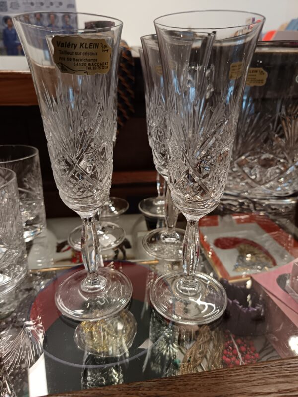 6 flûtes à Champagne en Cristal Valéry Klein à Baccarat